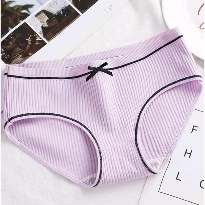 COD 1 lusin celana dalam cawet wanita import gaya korea Striped Sexy Casual