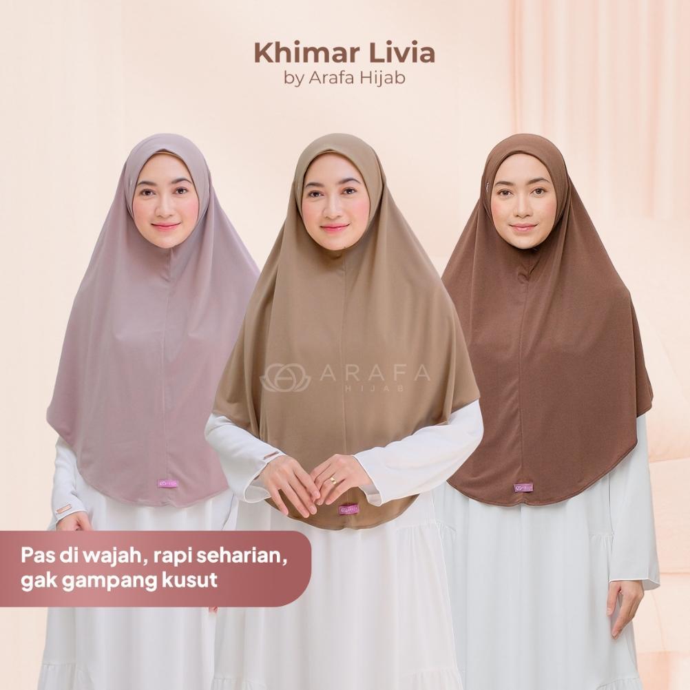 Arafa Hijab - Khimar Livia | Bergo Instan Jersey Premium Kerudung Syari Lebaran Jilbab Non Pet Terba