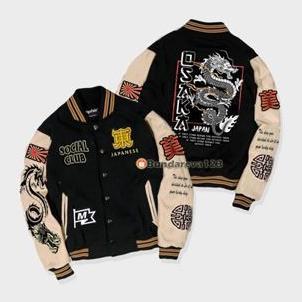 terbaru jaket baseball varsity pria & wanita / jaket varsity baseball sukajan jepang naga osaka full
