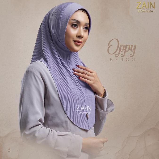 ZAIN - Hijab OPPY Plisket Kerudung Bergo Oval Jilbab Instan Oval Ped Soft anti timber  Nyaman di Pak
