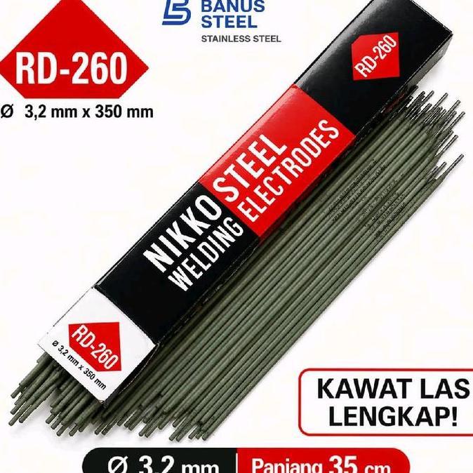 Kawat las 3,2 mm Nikko Steel kawat las besi cantum per KG