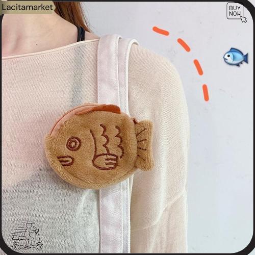 Dota Dompet Koin Headset Taiyaki Kue Ikan Import Jepang Bulu Plush Purse Produk Terfavorit