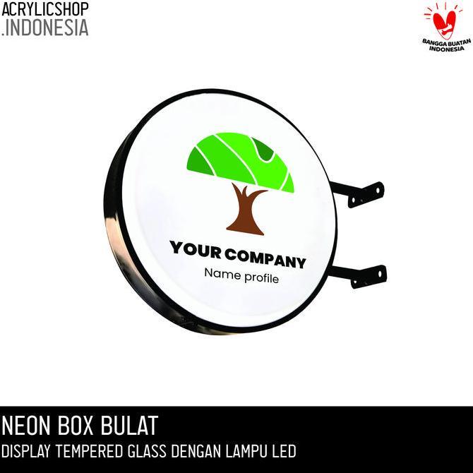 Neon Box Bulat Murah 2 Sisi / Neon Box Akrilik + Lampu LED