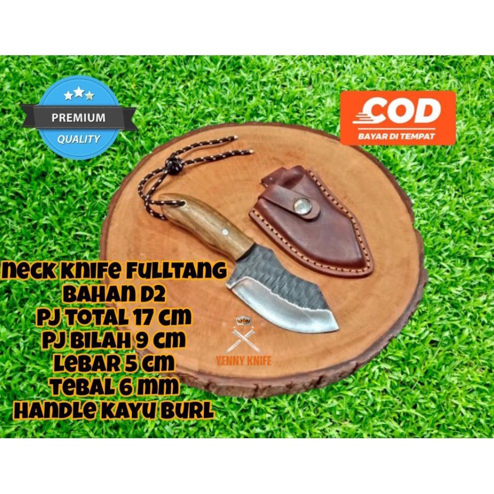 Neck Knife D2 Survival / Bushcraft / Skinner Neck D2 / Pisau Daging / Pisau Camping / Pisau Dapur Se