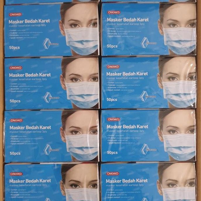 Masker karet onemed biru/ masker medis onemed biru (KARTON)