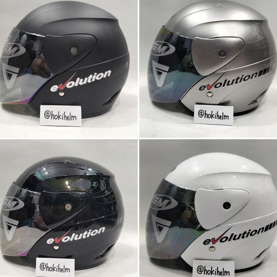 Helm Gm Evoluiton Solid Kaca Pelangi Original Helm Half Face