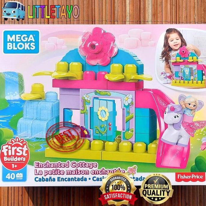 MEGA BLOKS FLOWER FAIRIES ENCHANTED COTTAGE PLAY SET FIRST BUILDER