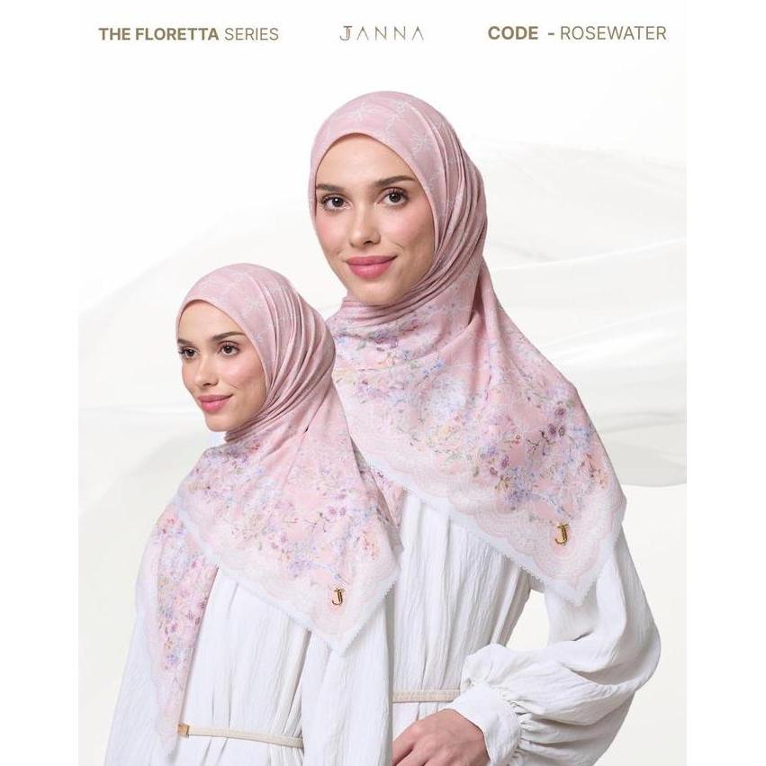 Promo Janna The Floretta Series Premium Printing Scarf Hijab Segi Empat Motif Mewah Cantik Lembut Pi