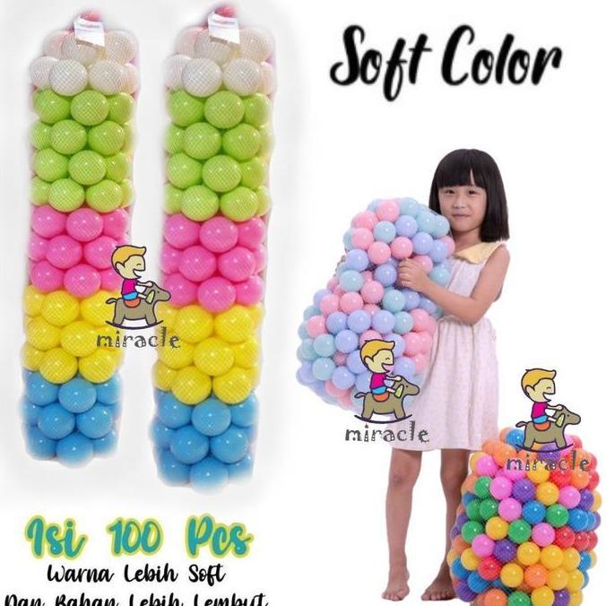 Mandi Bola Warna PASTEL isi 100 pcs SNI - mandi bola warna - mandi bola pastel - Lebih Soft Toys