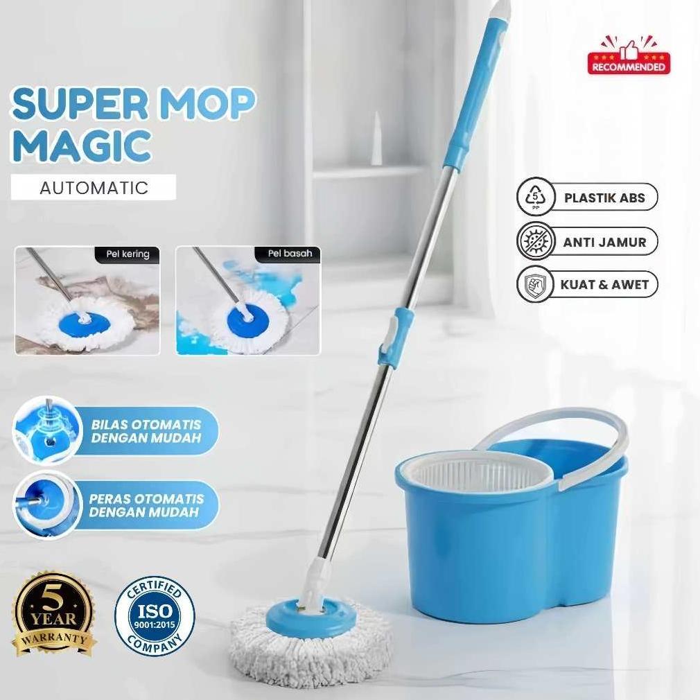 Set Alat Pel Otomatis dengan Wadah Pel - Tempat Pel Sistem Peras, Plastik Tebal Tahan Lama untuk Lan