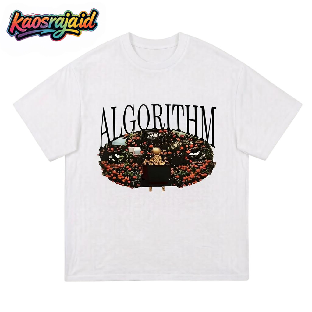 kaosraja.id | Kaos Oversize Grafis Algoritma Seni Bunga Vintage Streetwear Pria Wanita | Baju Katun 