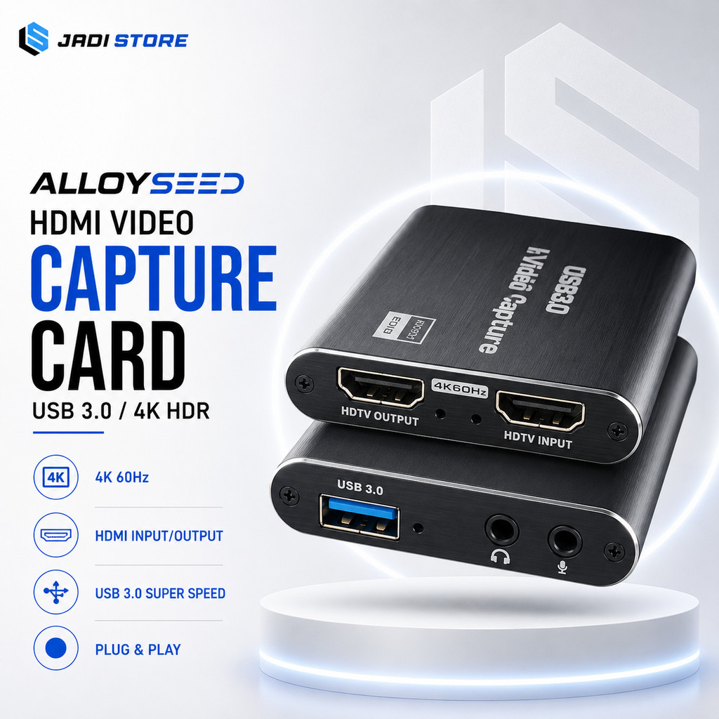 ALLOYSEED HDMI Video Capture Card Adapter Record Box USB 3.0 4K HDTV RU900 Alat Rekam Siaran Langsun