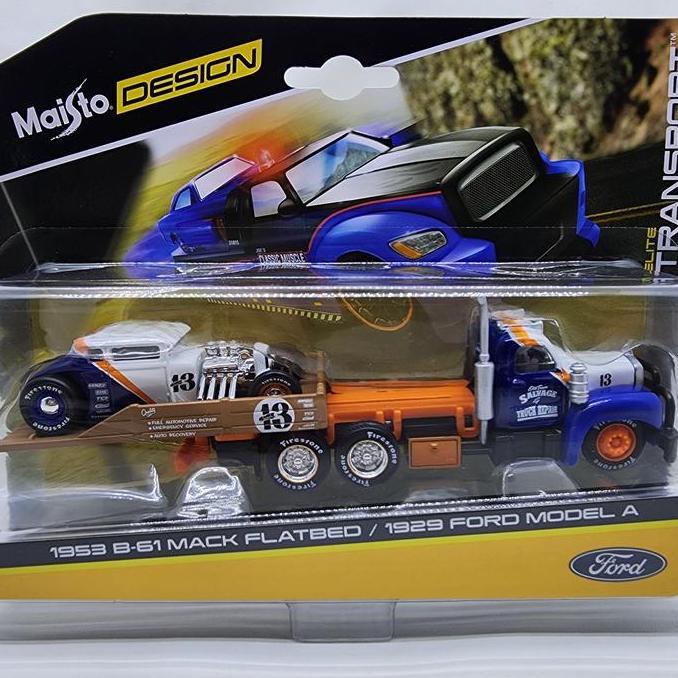 Diecast Elite Transport 1953 B-61 Mack Flatbed / 1929 Ford Model A Maisto 1:64
