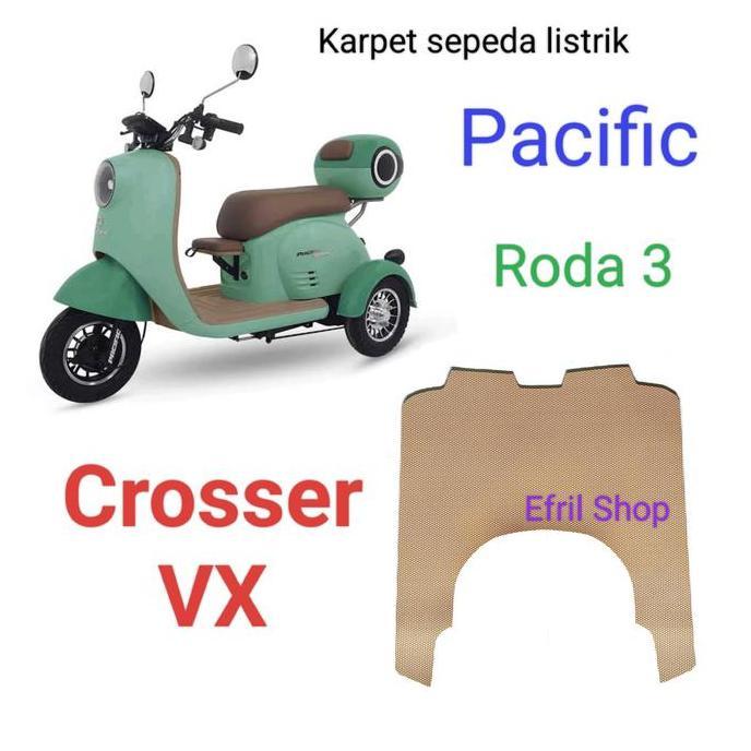 CROSSER VX Karpet sepeda listrik Roda 3 Pacific Crosser VX roda tiga Warna Krem dan Hitam