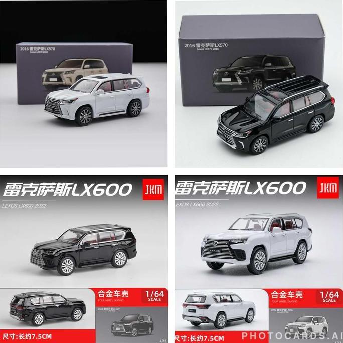 JKM 1/64 Lexus LX570 LX600 Black White Diecast Mobil
