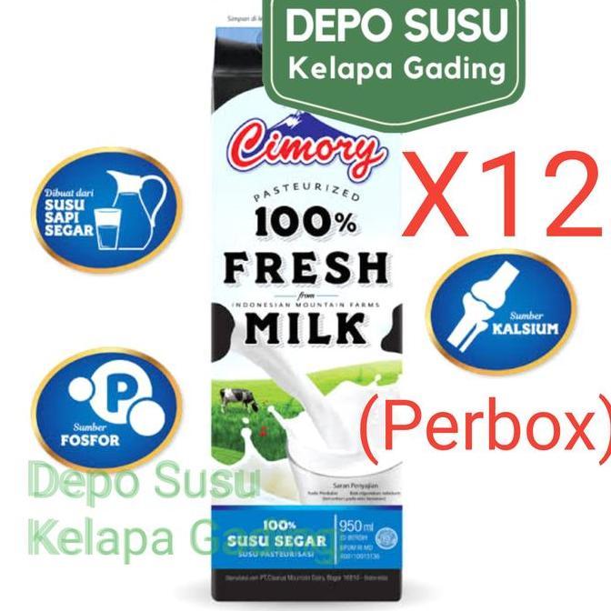 retnokosvera54 - susu cimory 100% fresh milk 950ml x12 ( perkarton ) | pasteurisasi sapi segar 950 m