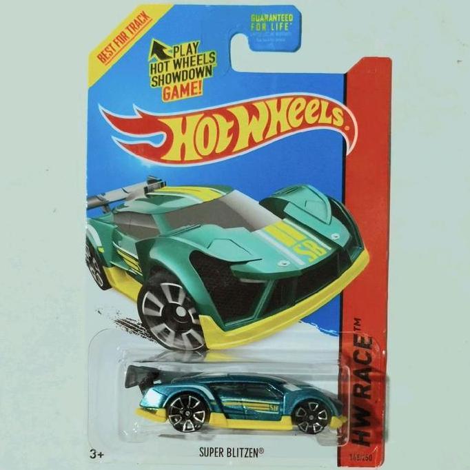 HOT WHEELS SUPER BLITZEN HIJAU KUNING 2014 HW RACE FUN99
