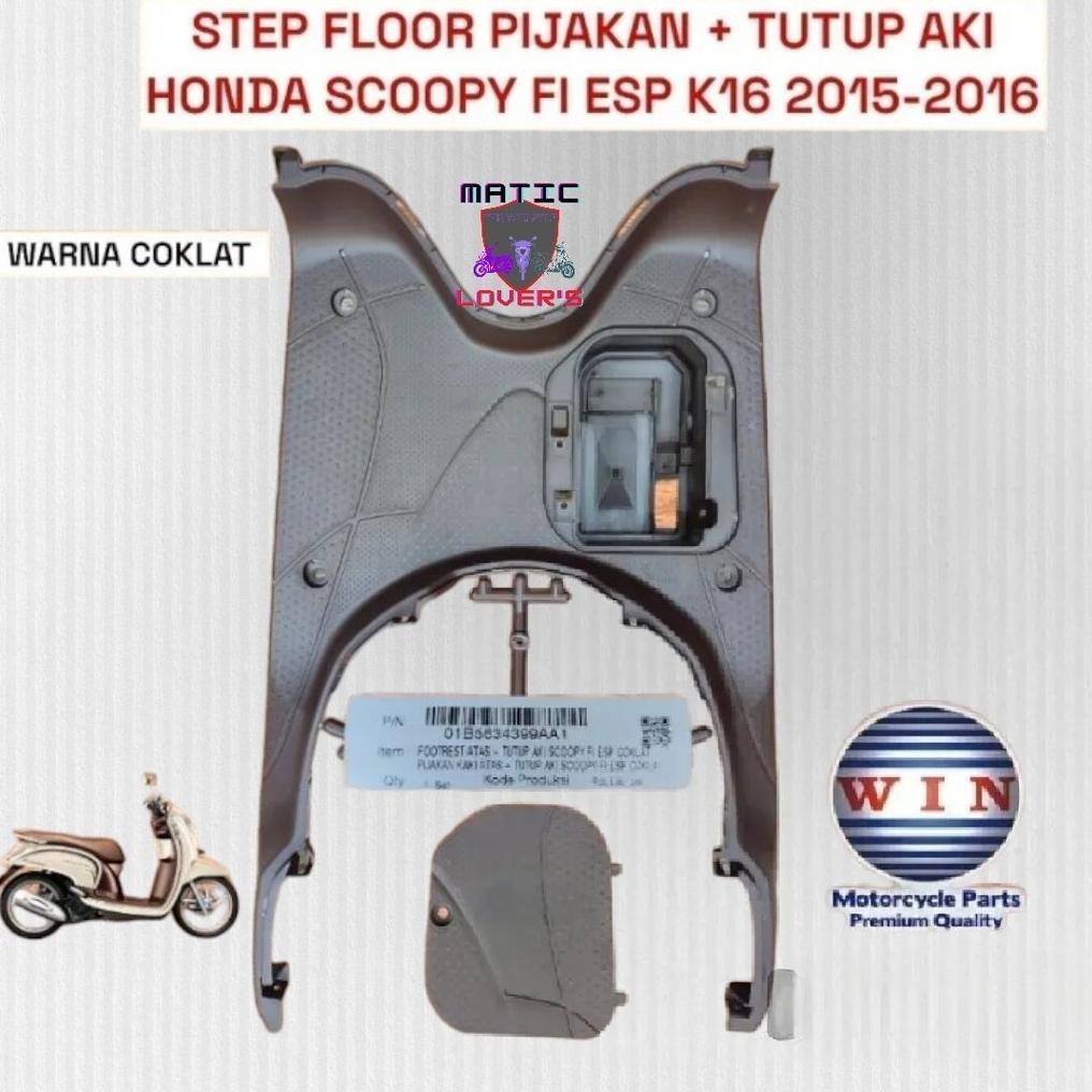 STEP FLOOR BORDES PIJAKAN KAKI TUTUP AKI SCOOPY FI ESP K16 TH 2015 SD 2016 COKLAT MERK WIN