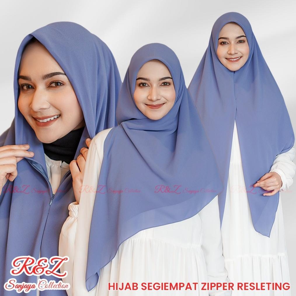 Hijab Instan Segi Empat Zipper Resleting Ceruty Babydoll | Hijab Segiempat Jumbo Instan Zipper 130X1