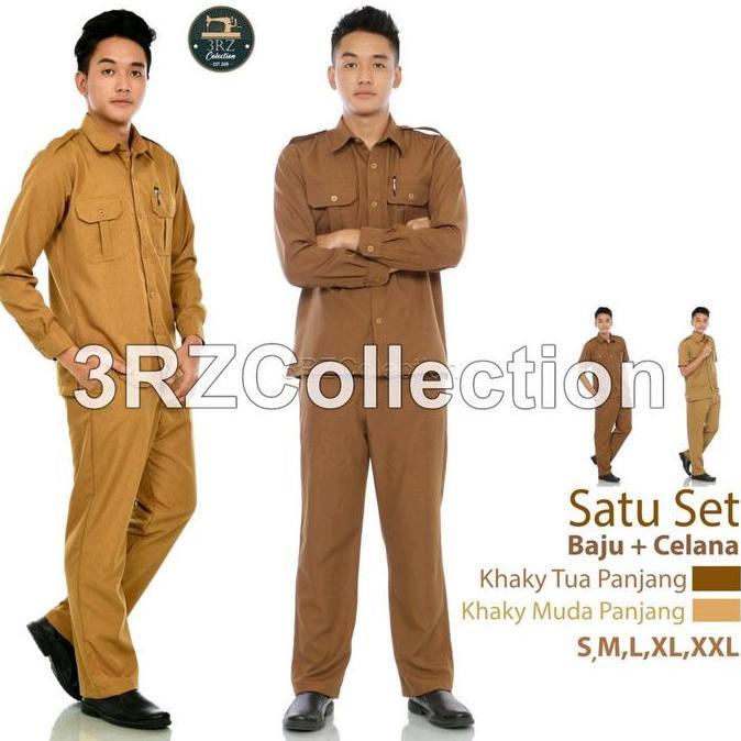 Baju Seragam Pns Pemda Guru Dinas Pria Baju Khaki Tua Khaki Muda Lengan Panjang
