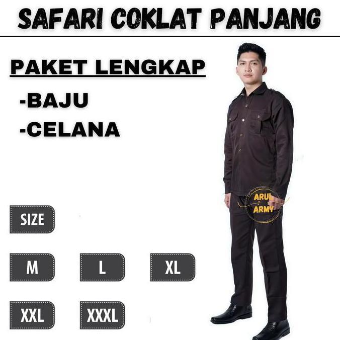 GROSIR SERAGAM SAFARI PDH PDL SATPAM SECURITY COKLAT PANJANG PENDEK UNISEX BAJU KEAMANAN SUPIR DRIVE