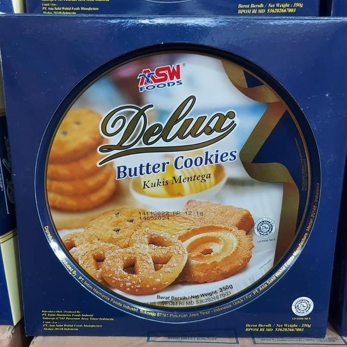 ASW Foods Delux Butter Cookies 350g-Kukis Mentega-Biskuit Kaleng-Murah