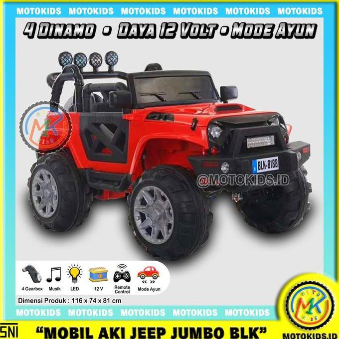 Terlaris Mobil Aki Anak Jeep - Blk 8188 / Mobilan Aki Anak Motokids 4X4 Uk713