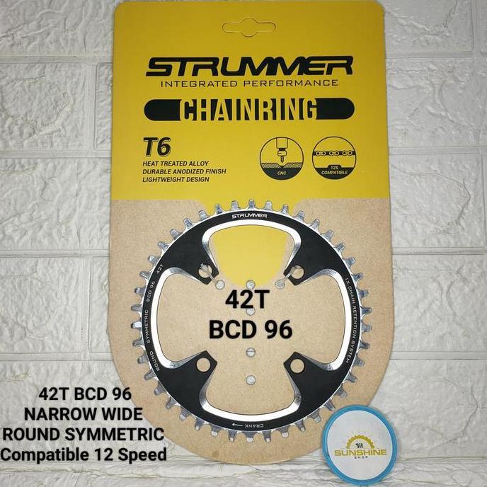 Chainring Crank STRUMMER 40T 42T BCD 96 ROUND SYMMETRIC CNC Narrow Wide Sepeda MTB Roadbike