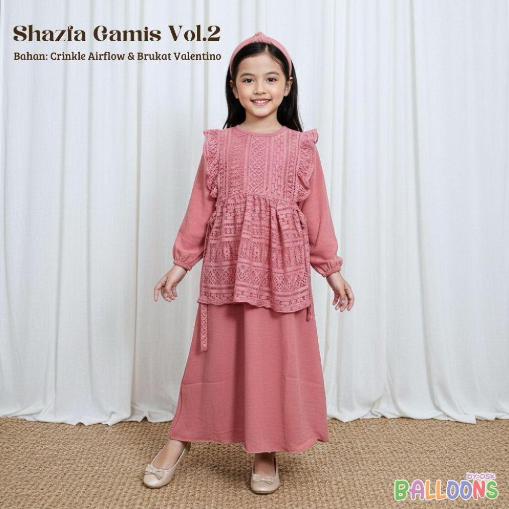EXCLUSIVE LITTLE SHAHIA - GAMIS ANAK PUTIH CRINKLE KOMBINASI BROKLAT USIA 1-10 TAHUN