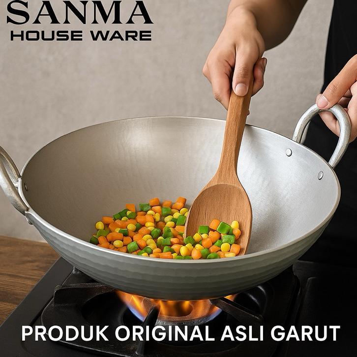 [Sanma] Penggorengan | Wajan Garut Ukuran 20 - 50 Cm Original 100% Anti Lengket Anti Karat Tebal