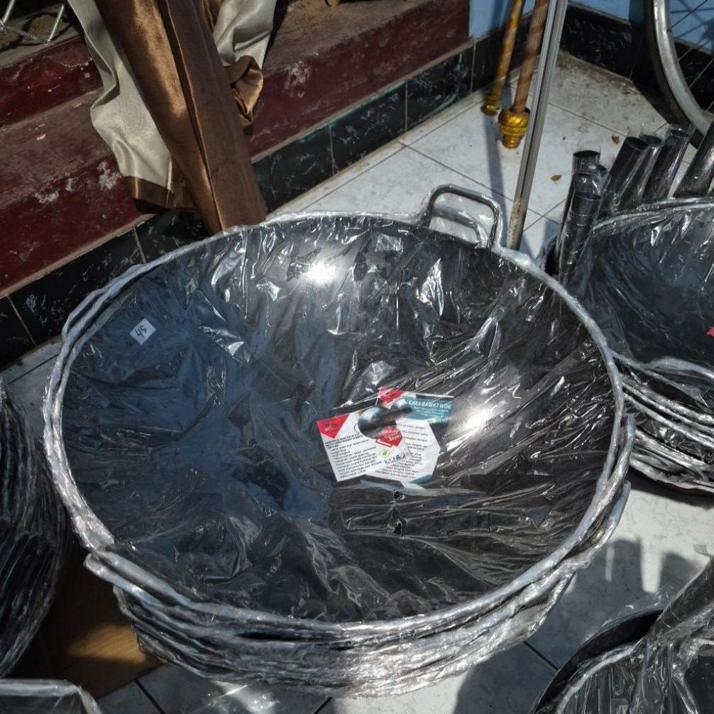 Wajan Baja Anti Lengket 45Cm // Wok Seasoning // Wajan Baja //Wajan Besi