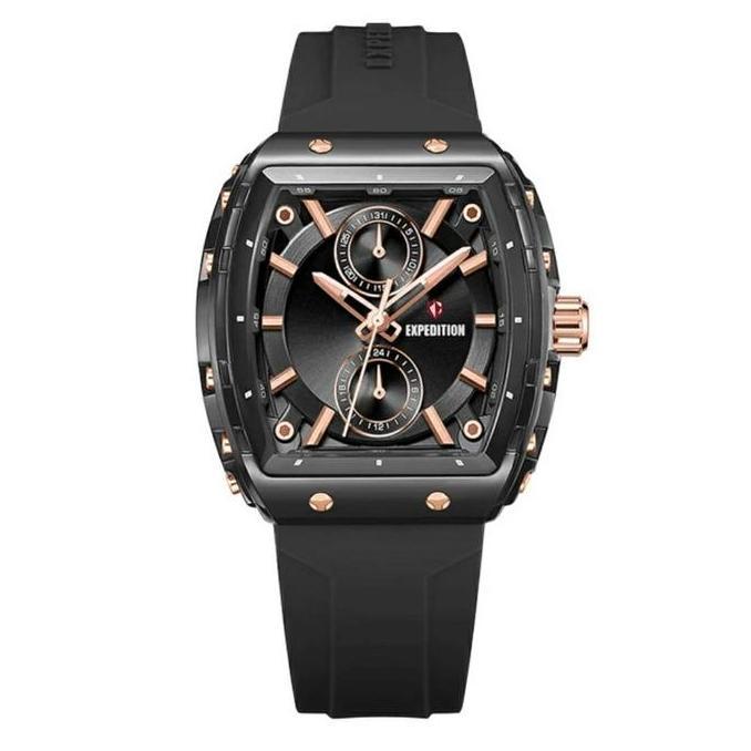 Jam Tangan EXP EX 6814 MFRRGDGBA Black Rubber Band