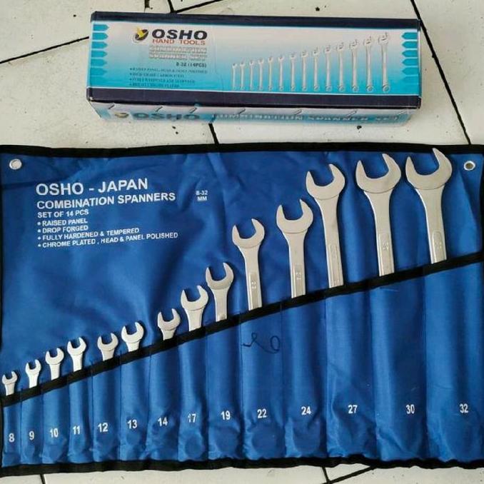 OSHO KUNCI RING PAS SET 14PCS 8-32 MM JAPAN COMBINATION WRENCH SPANNER