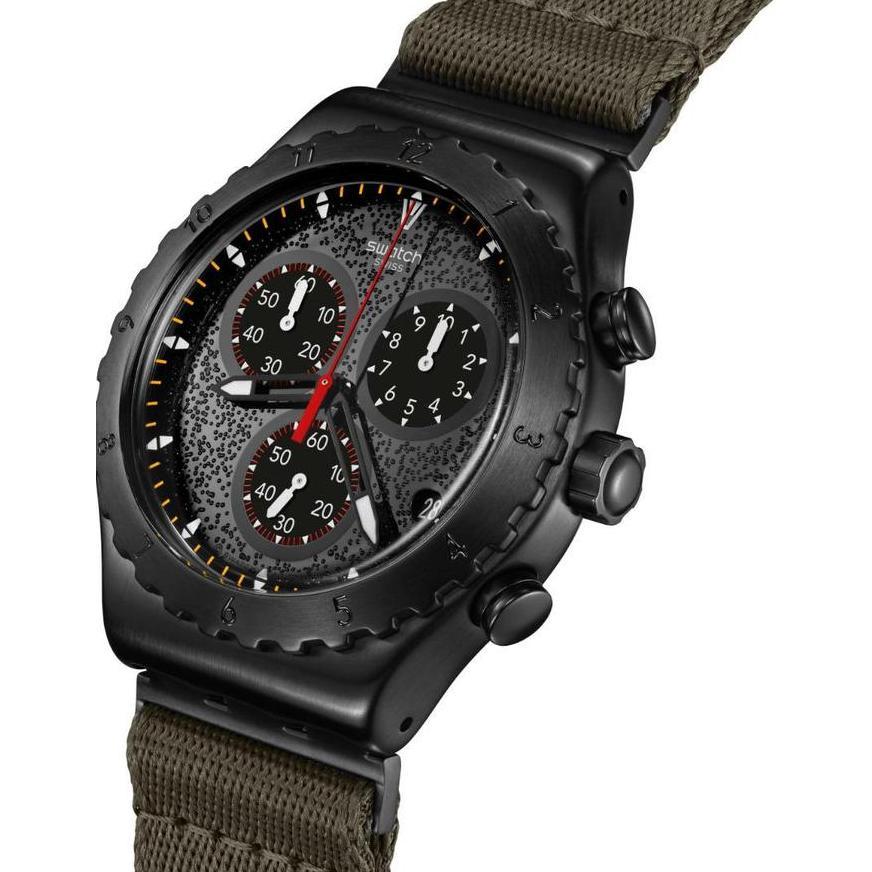 Swatch Irony Jam Tangan Pria Strap Kanvas YVB416 BY THE BONFIRE Original