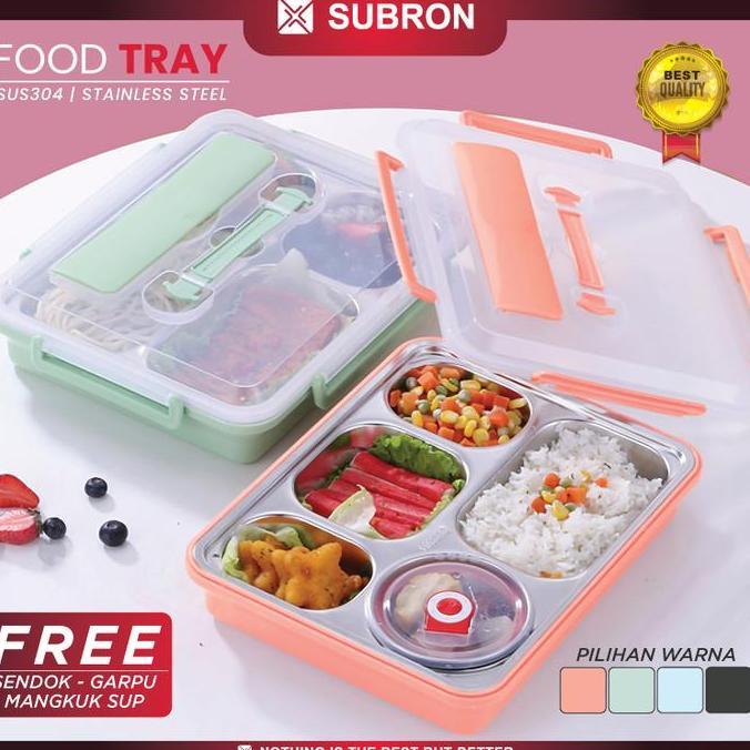Terlaris Subron Sus 304  Lunch Box Kotak Bekal Catering 5 Sekat Wadah Stainless