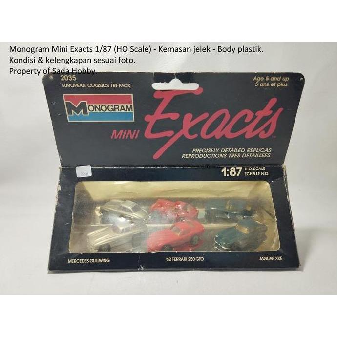 MONOGRAM MINI EXACTS 1/87 MERCEDES GULLWING FERRARI 250 GTO JAGUAR XKE 3 PACK HO SCALE CADATOYS