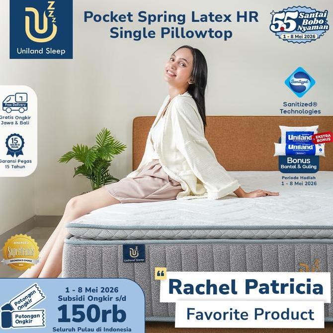 Kasur Pocket Spring Bed Latex HR Single Pillowtop 30cm Uniland Sleep