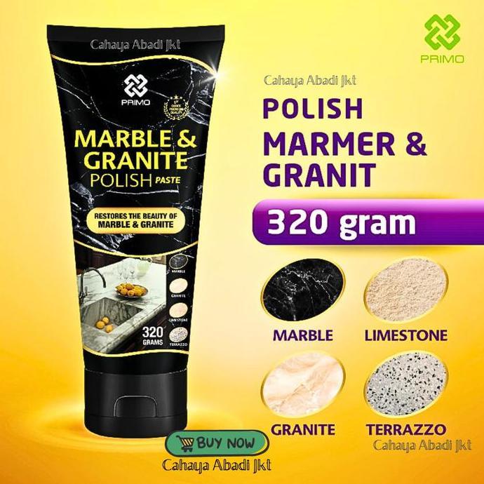 Primo PEMBERSIH DAN PENGILAP GRANIT MARMER MARBLE GRANITE POLISH PASTA 320G Cream Halus Tidak Korosi