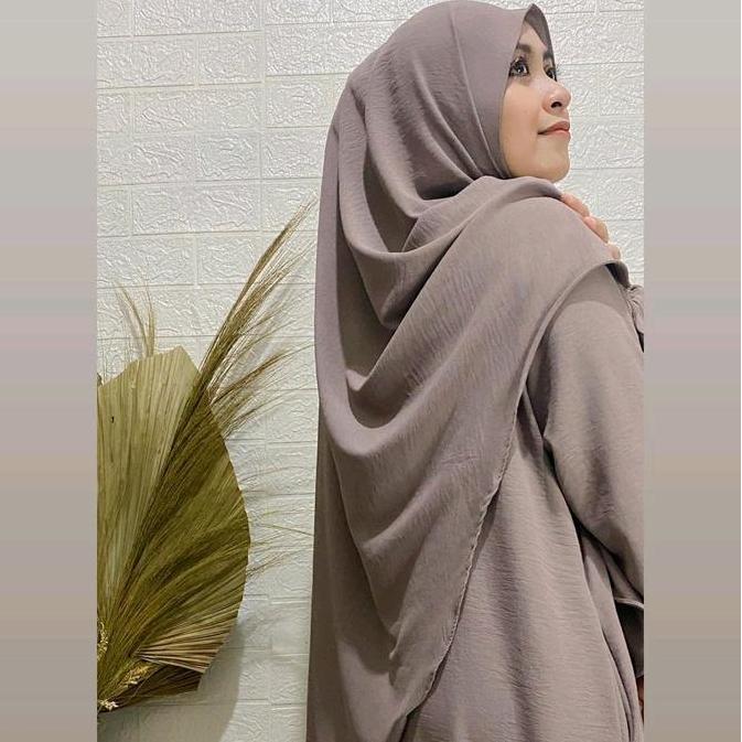 Uffa- Rh Ha Syar'I Phasmina Oval Set Gamis Nita Crinkle Polos Muslim Panjang