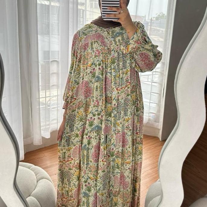 Uffa- By Dolla - Chella Dress - Dress Gamis Nita Muslim Panjang Meh Elegan Motif - Baju Dress Gamis 