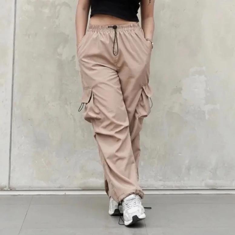 Terbaru Celana Cargo Serut Wanita Highwaist Pants Korean Style Jumbo Kulot Big Size