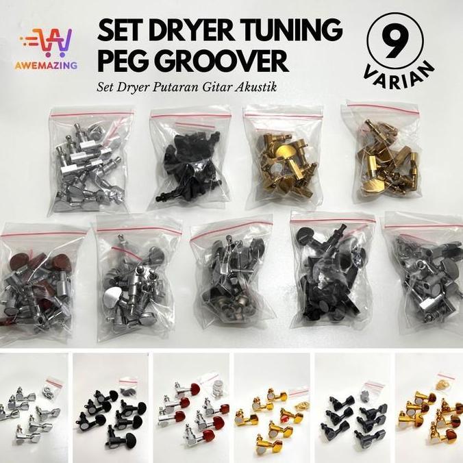 Set Dryer Tuning Peg Groover / Dryer Putaran Gitar Akustik 1 Set 6 Pcs