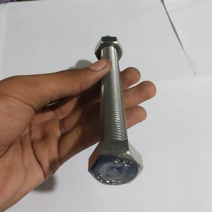 Bolt Nut Stainless Diameter m16 Panjang 15 cm Sekrup Pengikat Depok