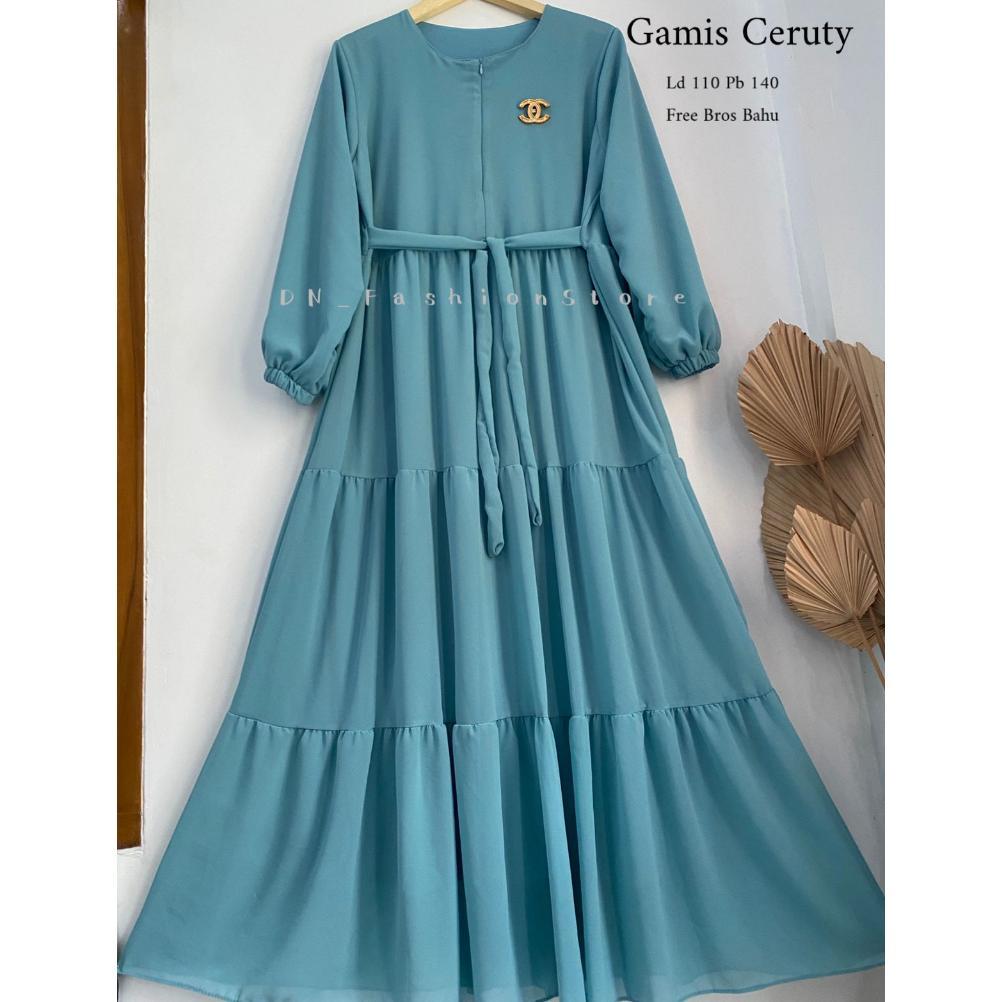 Harga Miring Gamis/Dress Ceruty Babydoll Polos Free Bros Bahu Best Seller