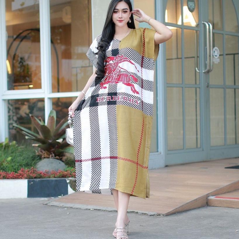 Tahan Lama Daster Lowo Resleting Depan Motif Kekinian Branded-Sn Bahan Rayon Halus Adem Ld 120 Cm Fi