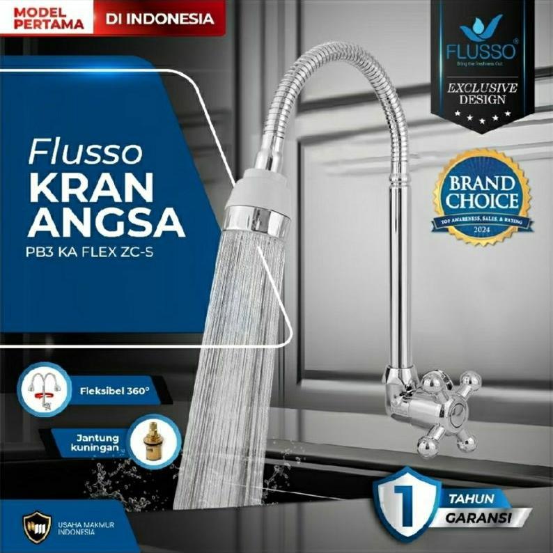Flusso Kran Air Fleksibel Angsa Tembok Chrome