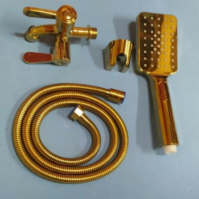 PAKET LENGKAP KERAN CABANG GOLD + HAND SHOWER GOLD MODEL PALOMA TOTO
