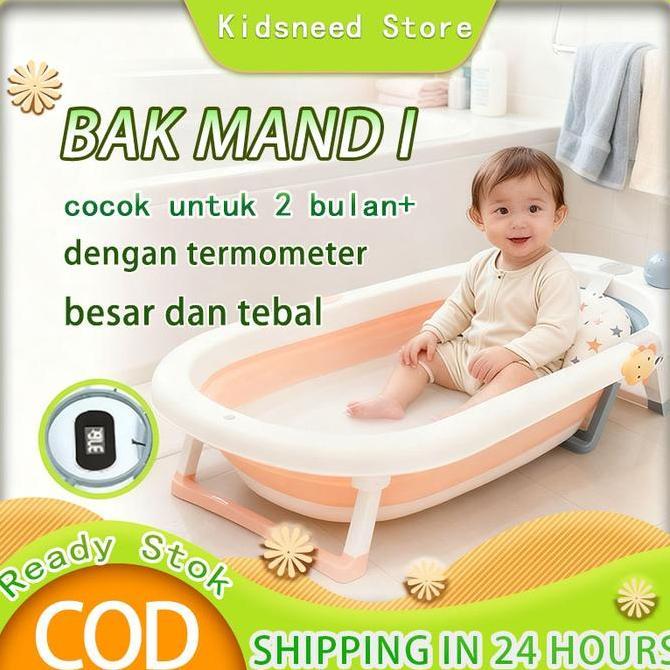 Bisa dilipatBak Mandi Bayi /Tempat Mandi Bayi / Bak MandiBayi Lipat dengan Pengukur Suhu Bak mandi b