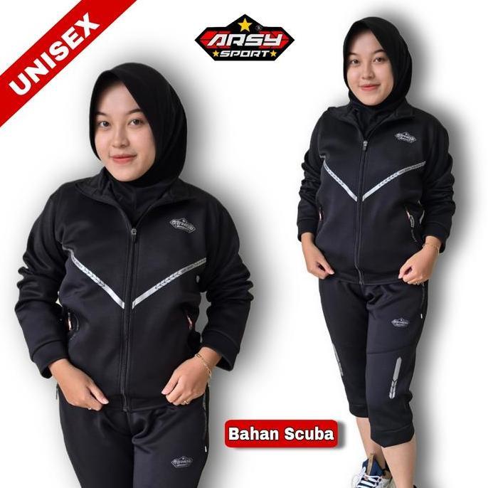 Arsy Sport - Jaket Olahraga Wanita Pria Bahan Scuba Elastis