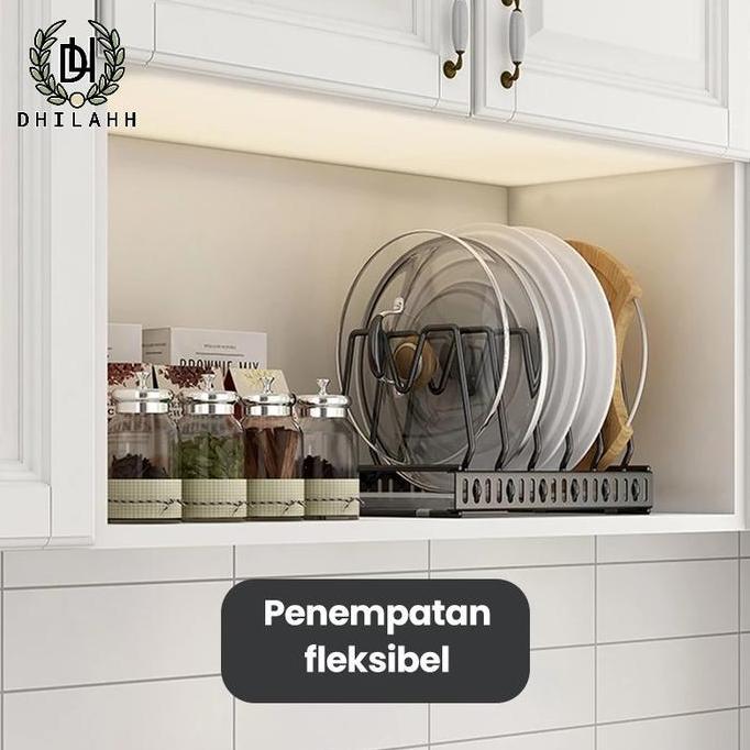 Rak Penyimpanan Tutup Panci Peralatan Dapur Rak Dapur Fleksible Anti Karat GS